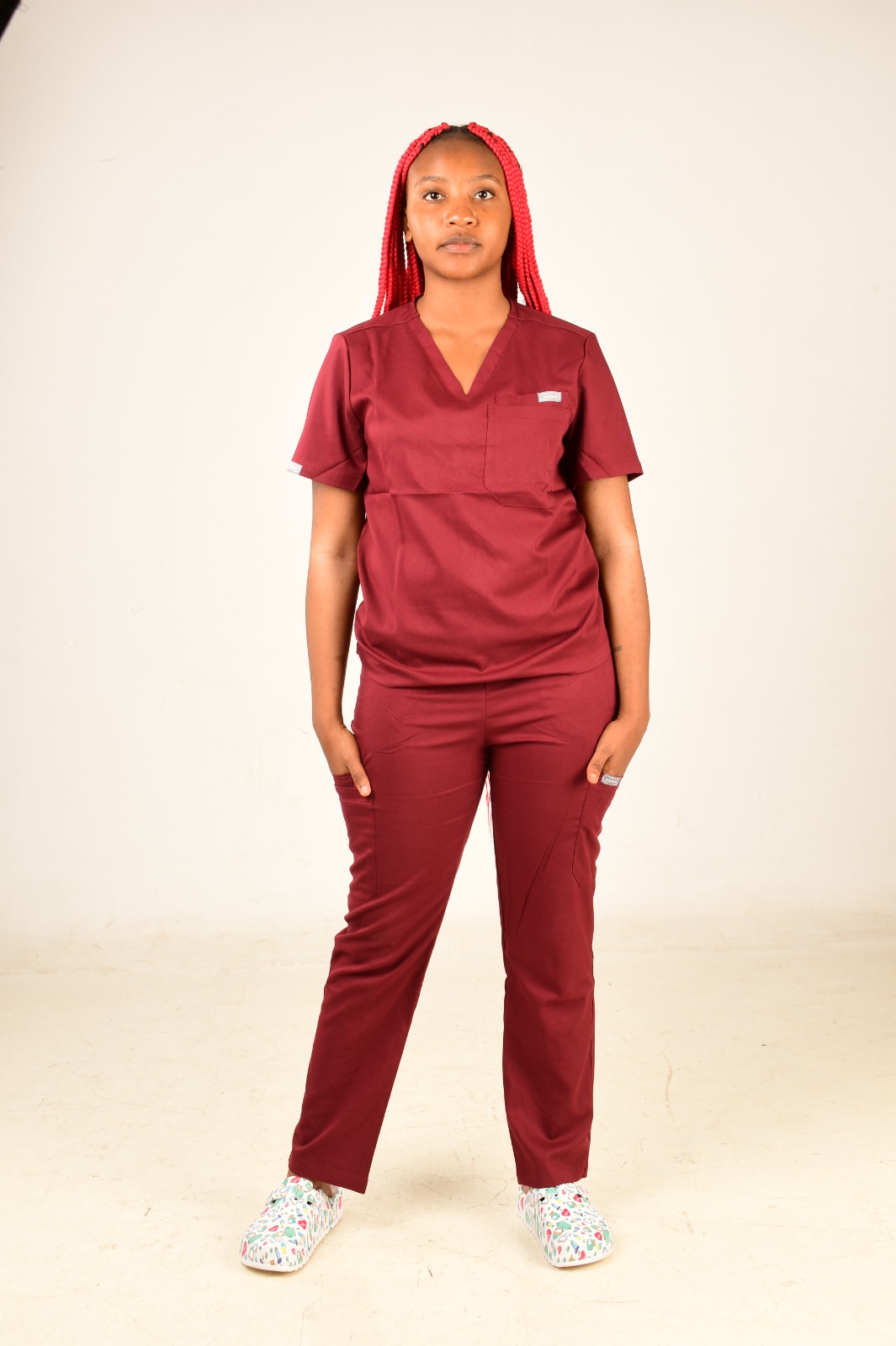 Maroon Blue Unisex jojo plain scrubs 